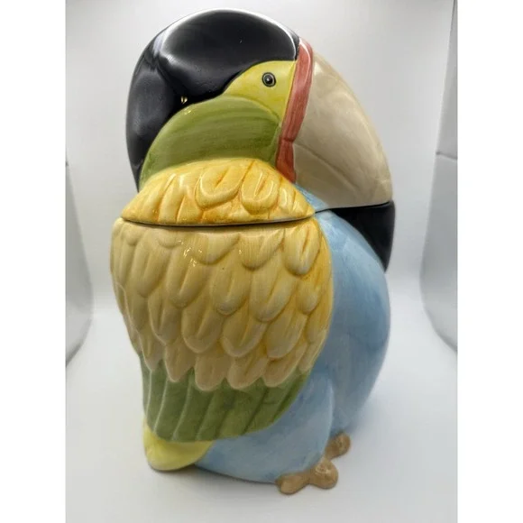 Vintage Toucan Exotic Colorful  Bird Cookie Jar - Picture 2 of 16